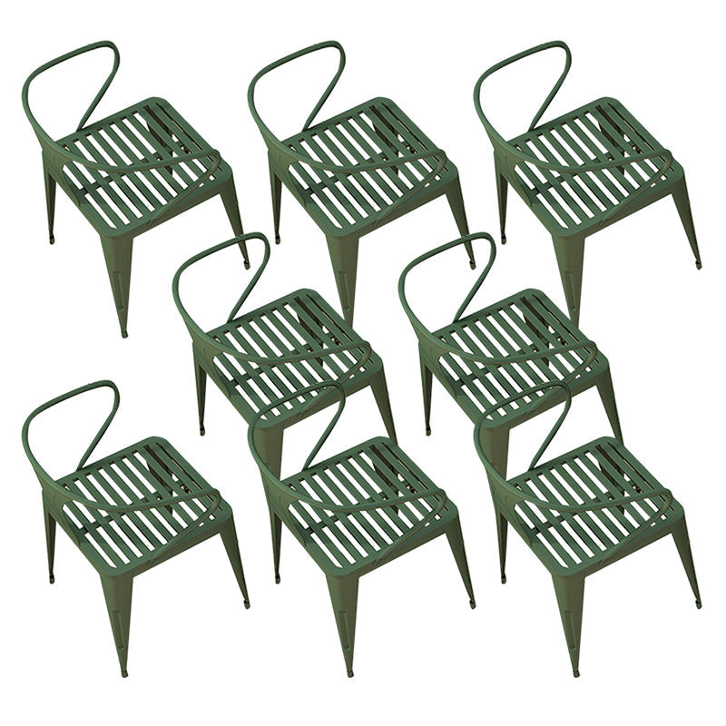 Industrial Metall Küchenspeisesuhl Slat Back Stapel Armstuhl