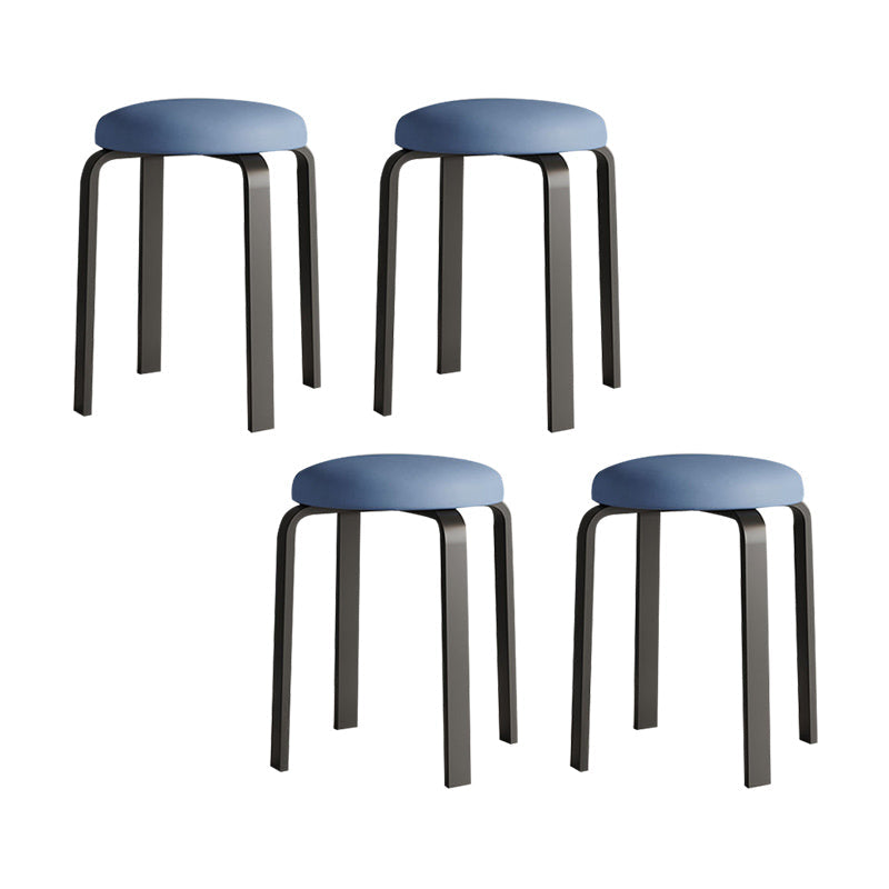 Grey Modern Standard Round Leather Water Resistant Indoor Standard Blue 4 Piece Set Clearhalo 'furn' 'furn_ottomans_poufs' 'Furniture' 'Living Room Furniture' 'Ottomans & Poufs' 'ottomans_poufs' 6360127