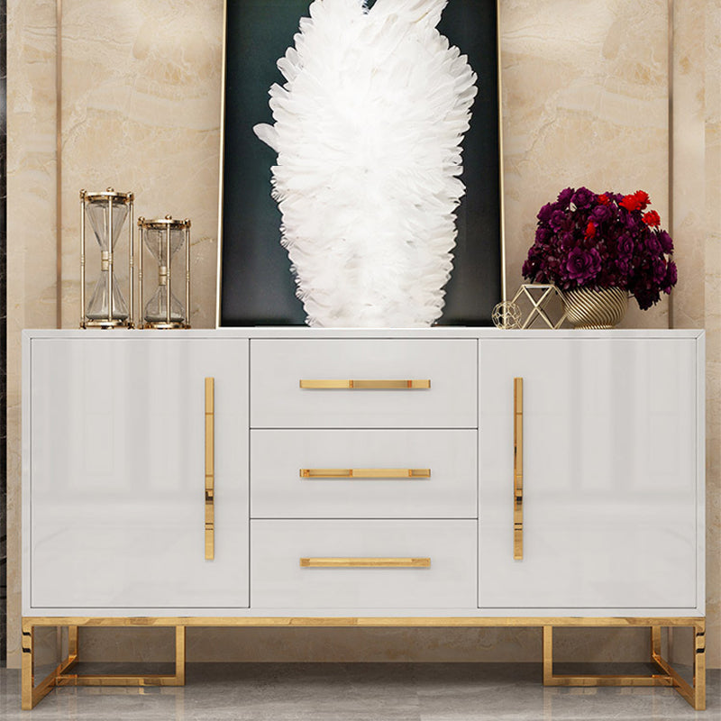 Glam Sideboard Buffet 3 Drawers and 2 Doors Cabinets Matte High Gloss Sideboard White Clearhalo 'buffet_sideboard' 'Buffets & Sideboards' 'furn' 'furn_buffet_sideboard' 'Furniture' 'Kitchen & Dining Furniture' 6362646