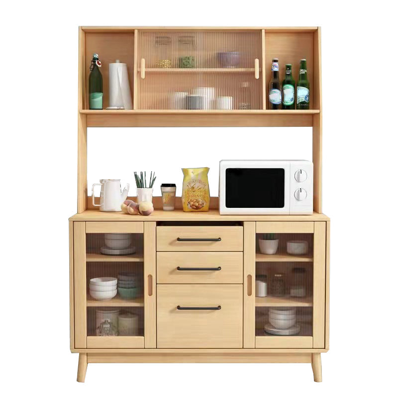 Contemporary Sideboard Solid Wood Dining Buffet with Drawers and Cabinets 47"L x 16"W x 66"H Natural Clearhalo 'buffet_sideboard' 'Buffets & Sideboards' 'furn' 'furn_buffet_sideboard' 'Furniture' 'Kitchen & Dining Furniture' 6362672