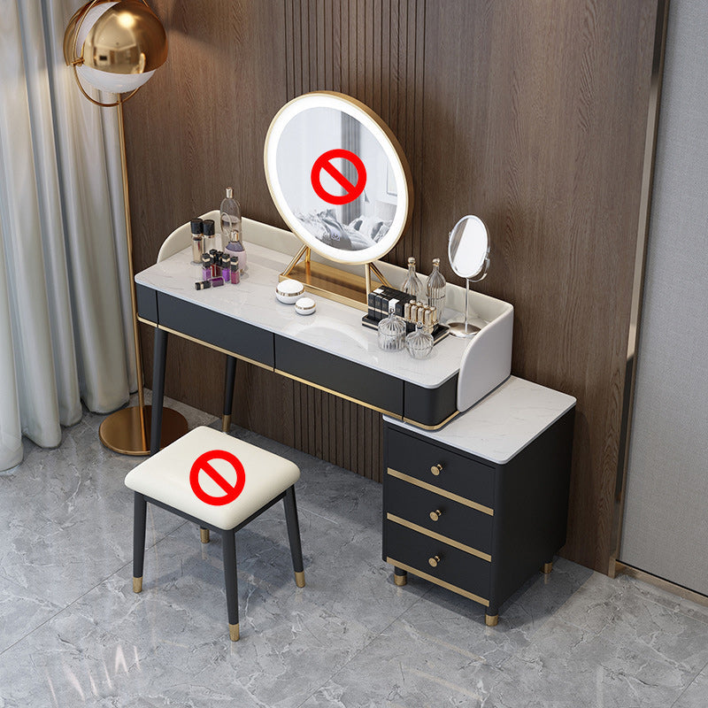 Glam Vanity Dressing Table Set with 5 Storage Drawers in Black