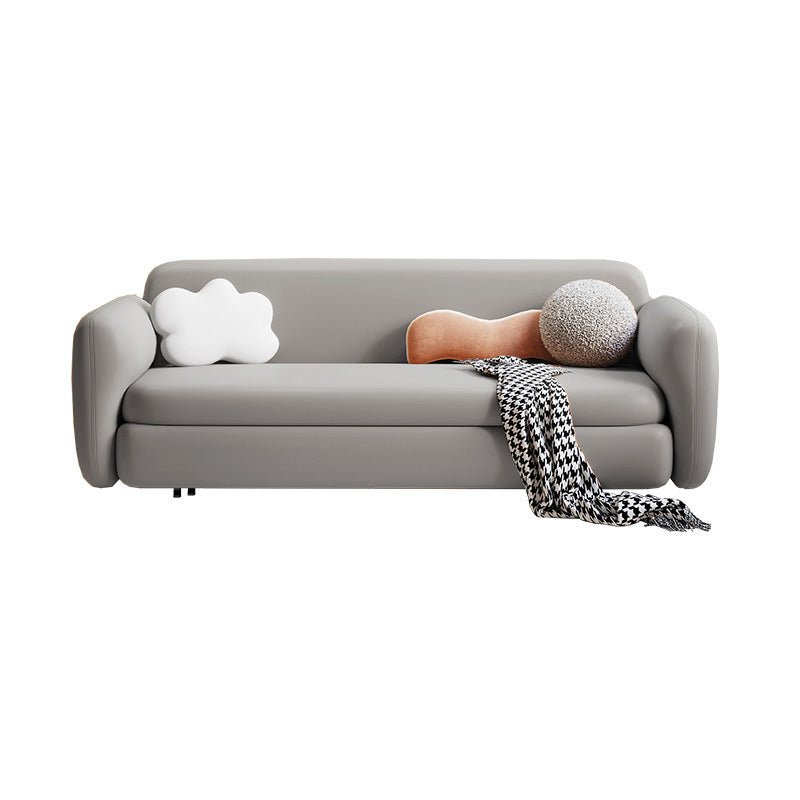 Recessed Arms Futon Sofa Bed Cushion Back Pillow Included Sleeper Sofa 59.1"L x 37.4"W x 30.3"H Grey Clearhalo 'furn' 'furn_futons' 'Furniture' 'Futons & Daybeds' 'Futons' 'Living Room Furniture' 6364061