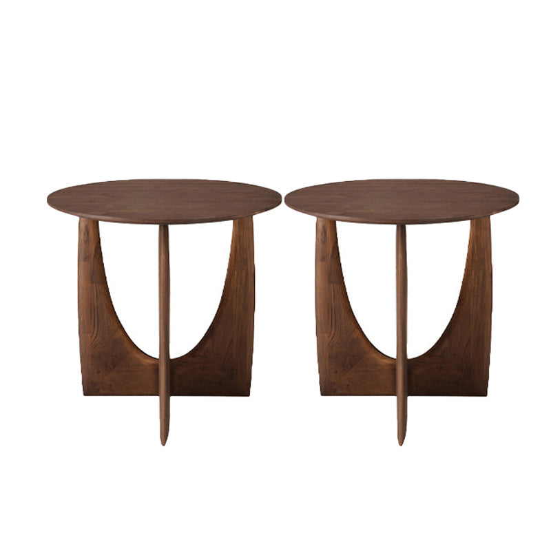 Scandinavian End Table Solid Wood Abstract Base Round Top Side Table Brown 2 Clearhalo 'Coffee & Accent Tables' 'End & Side Tables' 'end_side_tables' 'furn' 'furn_end_side_tables' 'Furniture' 'Living Room Furniture' 6364349