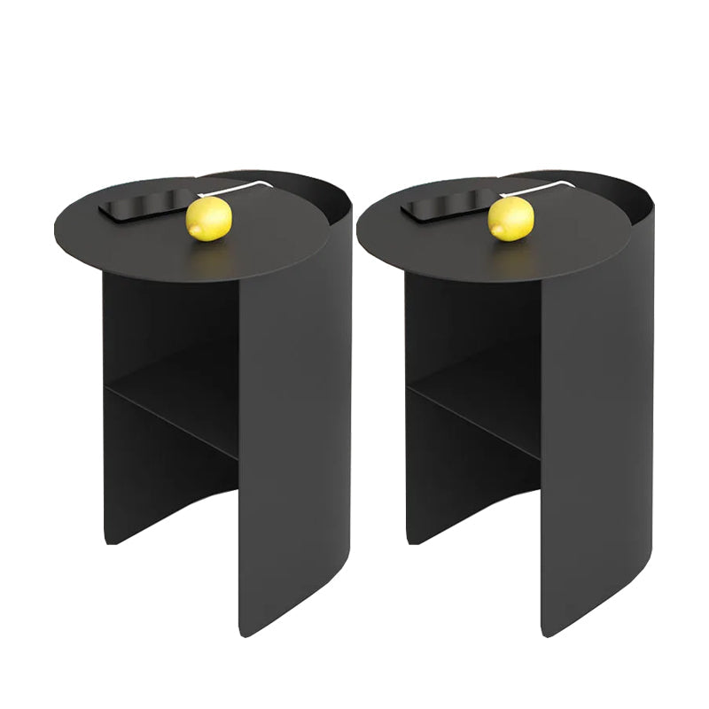 棚付きのミッドセンチュリーラウンドサイドテーブルステンレス鋼エンドスライドテーブル