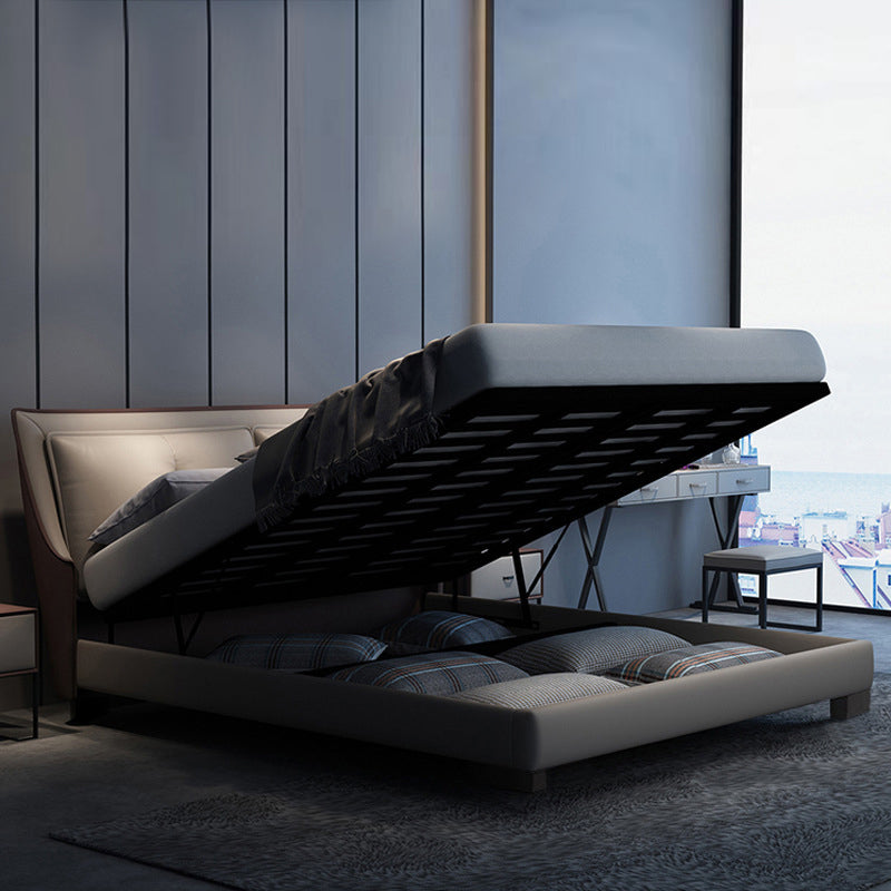 Terra del letto in pelle vera e propria testiera imbottita standard contemporanea