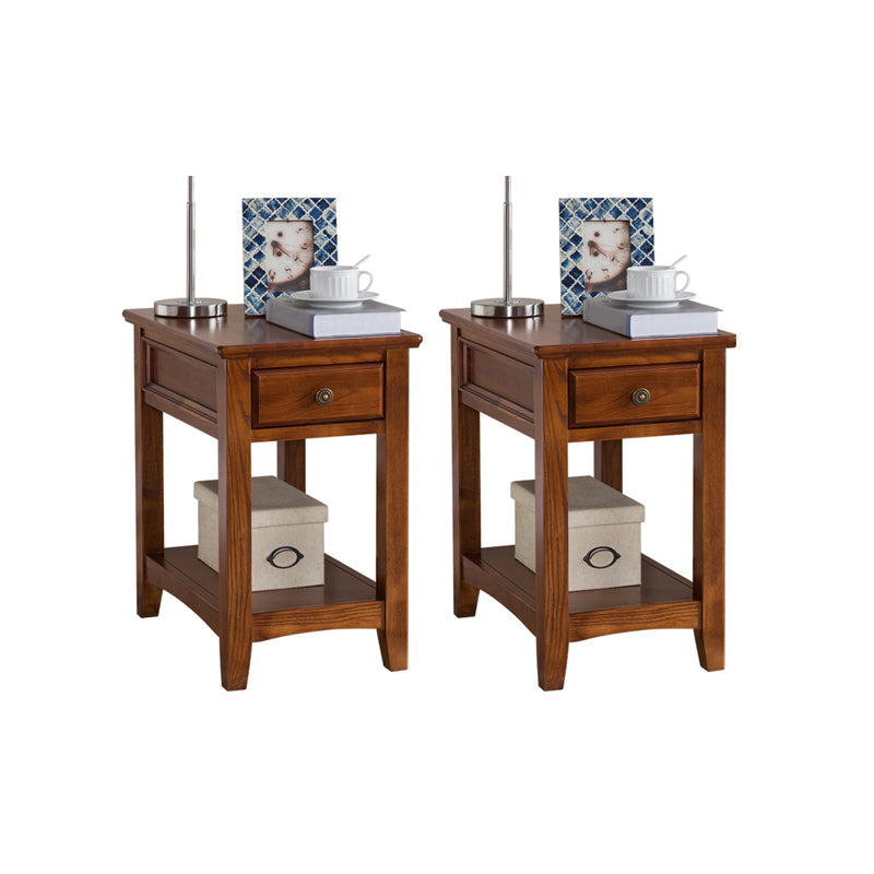 Modern Rectangle Top Side Table 23.62" Tall Wood End Table with Storage