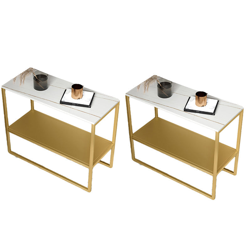 コンテンポラリースレッドエンドテーブルスレート上部長方形のサイドテーブル、21.7 "