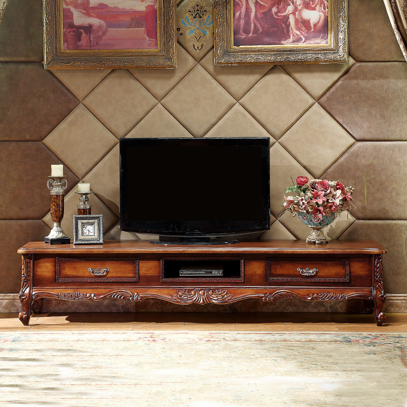 Console multimediale TV in legno massello Open Storage Media Console TV con cassetti
