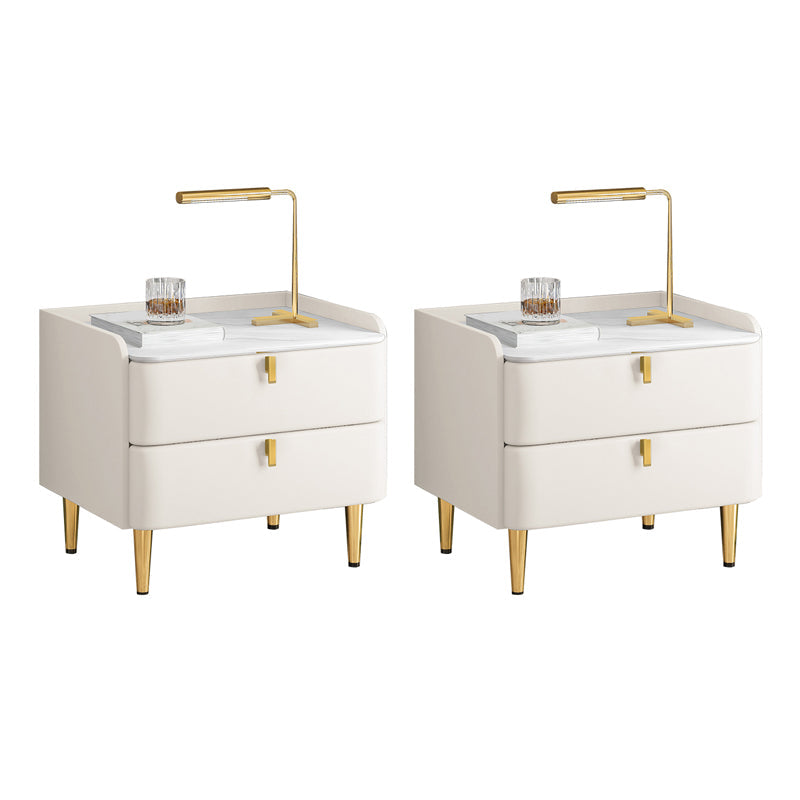 2 cassetti Le gambe del tavolo da notte contemporanee includevano comodini in legno massiccio, alto 18,5 "