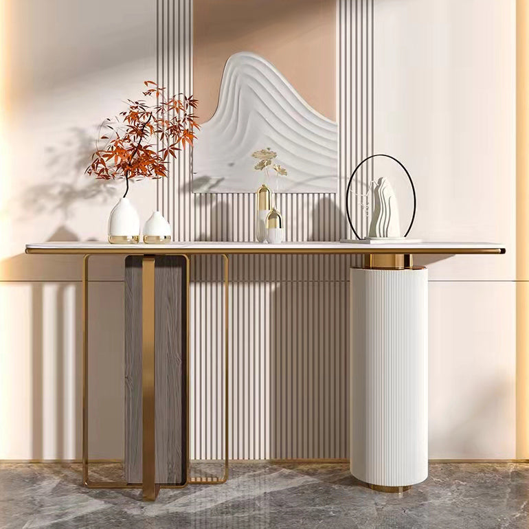 Mesa de consola de rectángulo de piedra 31.5 pulgadas de altura de acento de acento con estante