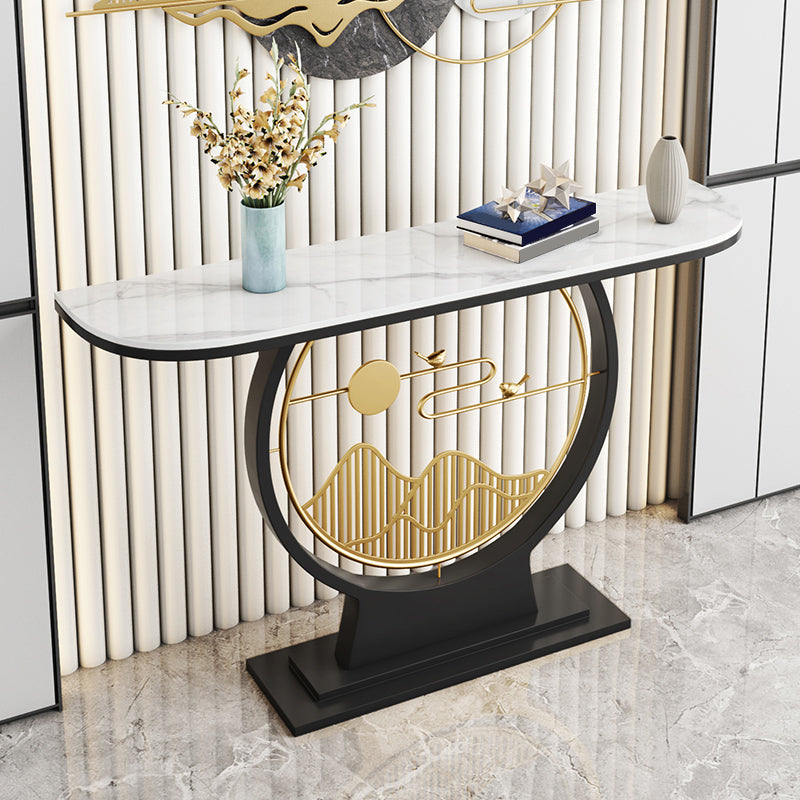 Tavolo da console Hall 31,5 "Tavolo di accento mezzano di pietra con 1 scaffale