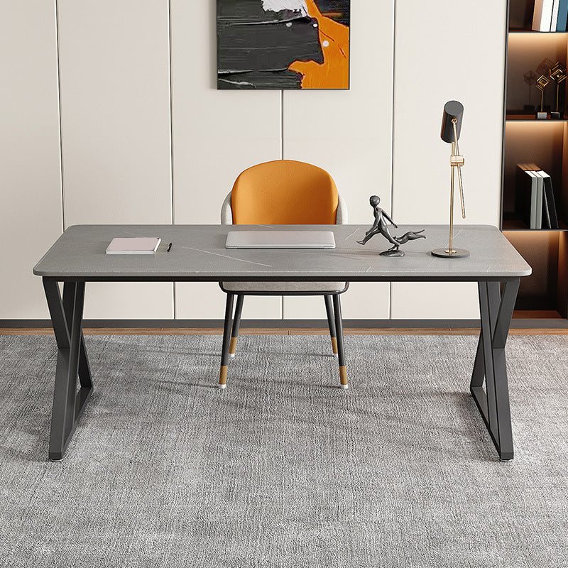 Contemporary Gaming Desk Rectangular Office Desk with Metal Legs 55.1"L x 31.5"W x 29.5"H Clearhalo 'furn' 'furn_office_desk' 'Furniture' 'Office Desks' 'Office Furniture' 'office_desk' 6368935