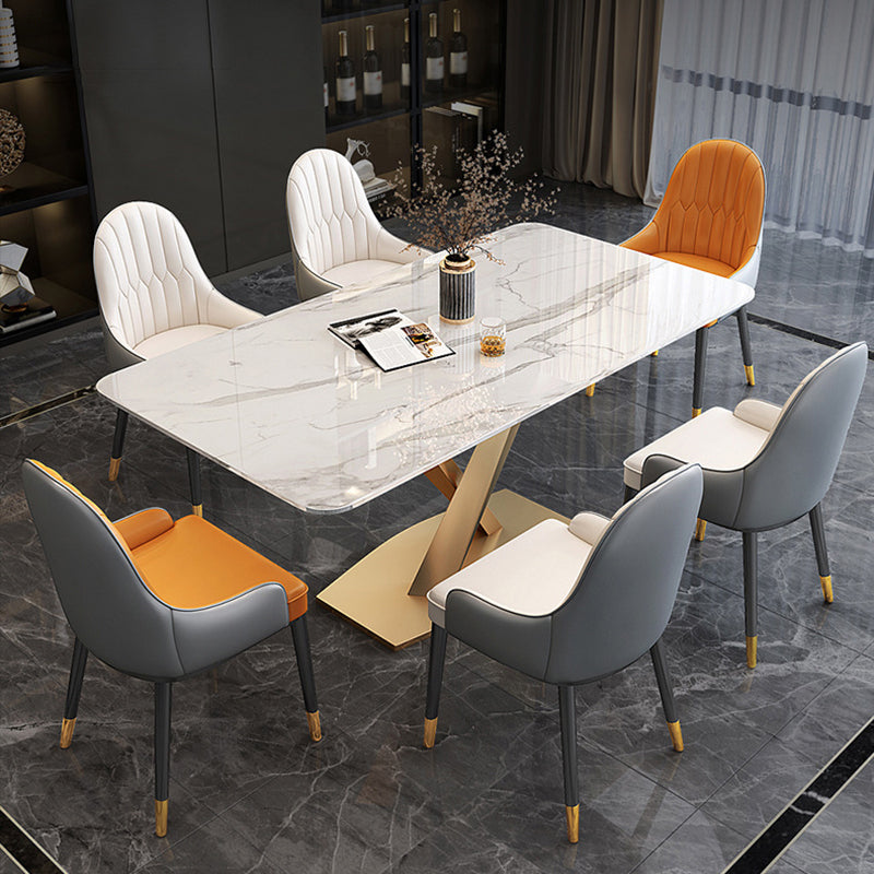 Nordic 1/5/7 pièces Ensemble de restauration Rectangle Table à manger en pierre pour le salon