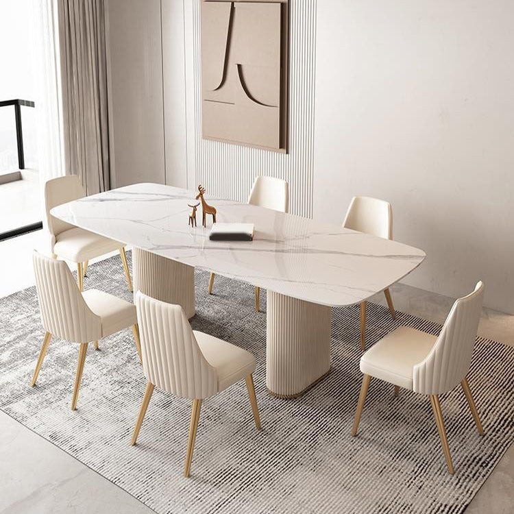 Moderno 1/4/5/7 pezzi set da pranzo tavolo da pranzo in pietra rettangolare set per sala da pranzo