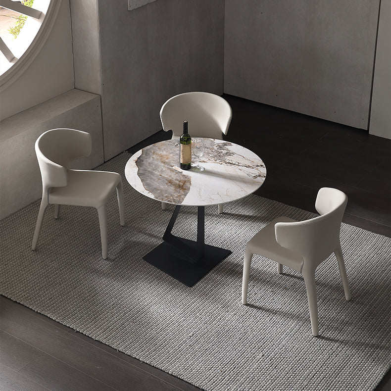 Glossy White Stone Dining Table Set 1/2/3/4 Pieces Modern Dinette Set for Kitchen