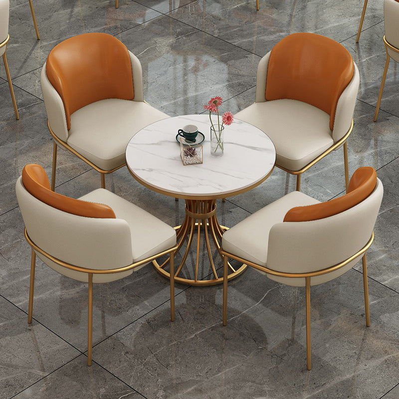 Glam Faux Marble Dinette Set voor Home 1/4 stuks Glanzende witte eettafel Set