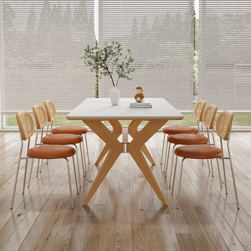 Tavolo da pranzo top in pietra set con telaio in legno 1/4/5/7 pezzi Dinette moderna per casa