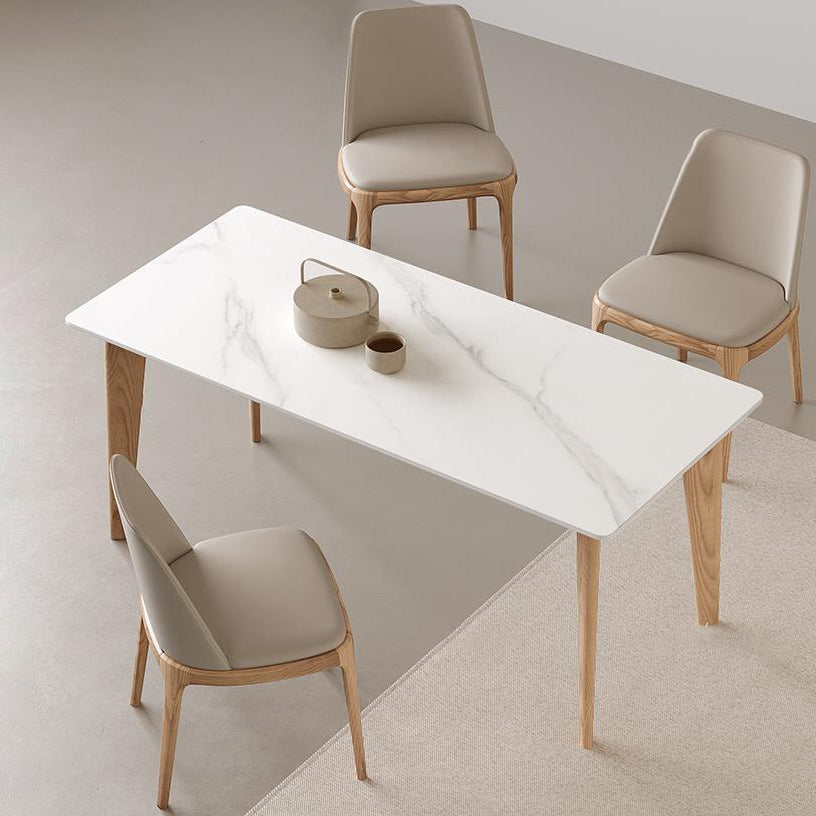 Set da pranzo top moderno in pietra 1/2/3/4 pezzi tavolo da pranzo con sedie in pelle