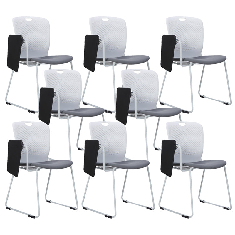 Contemporary Armless Office Chair Plastic Mid Back No Wheels Conference Chair With Writing Pad 8 Piece Set Clearhalo 'furn' 'furn_office_chair' 'Furniture' 'Office Chairs' 'Office Furniture' 'office_chair' 6370112
