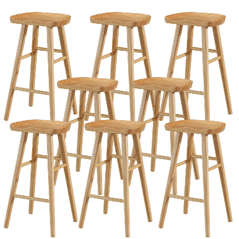 Industrial Wooden Armless High Chair 30" Height Backless Solid Wood Counter Stool 8 Piece Set Clearhalo 'Bar Furniture' 'Bar Stools' 'bar_stools' 'furn' 'furn_bar_stools' 'Furniture' 'Kitchen & Dining Furniture' 6371087