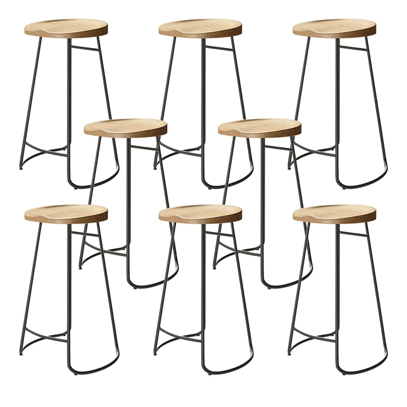 Contemporary Solid Wood Counter Stool Saddle Seat Bar Stool for Indoor 8 Piece Set Clearhalo 'Bar Furniture' 'Bar Stools' 'bar_stools' 'furn' 'furn_bar_stools' 'Furniture' 'Kitchen & Dining Furniture' 6371131