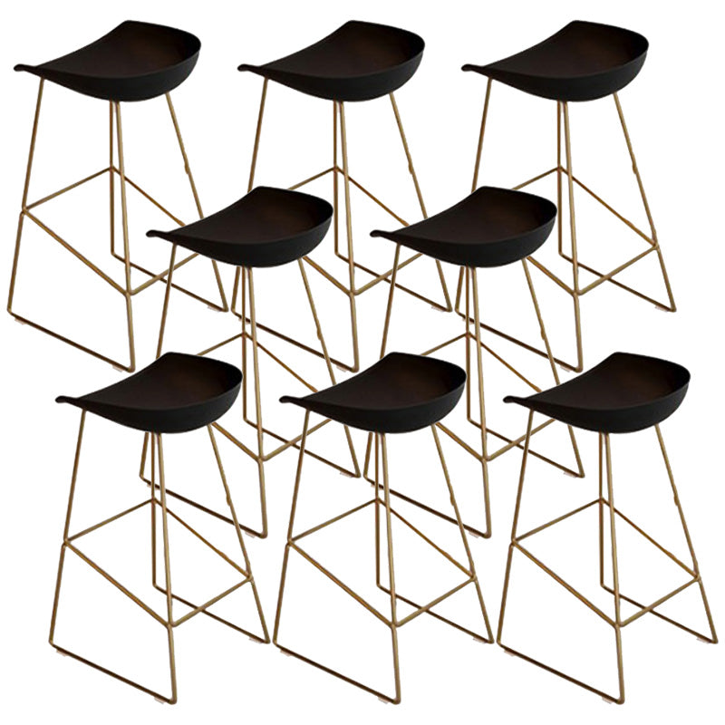 Glam Style Plastic Counter Stool Bucket Bar Stool with Metal Legs