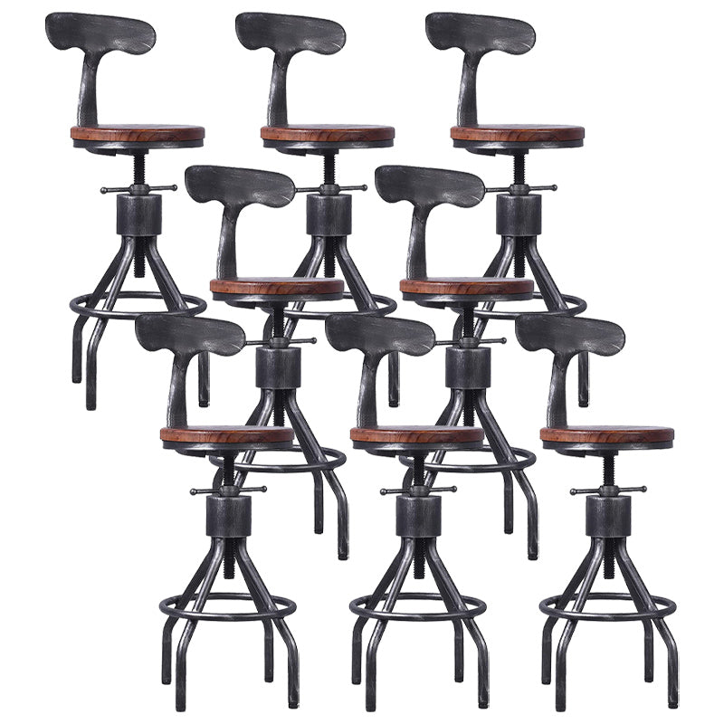 Industrial Metal Counter Height Stools Adjustable Bar Stool for Indoor Wood With Back 8 Piece Set Clearhalo 'Bar Furniture' 'Bar Stools' 'bar_stools' 'furn' 'furn_bar_stools' 'Furniture' 'Kitchen & Dining Furniture' 6372548