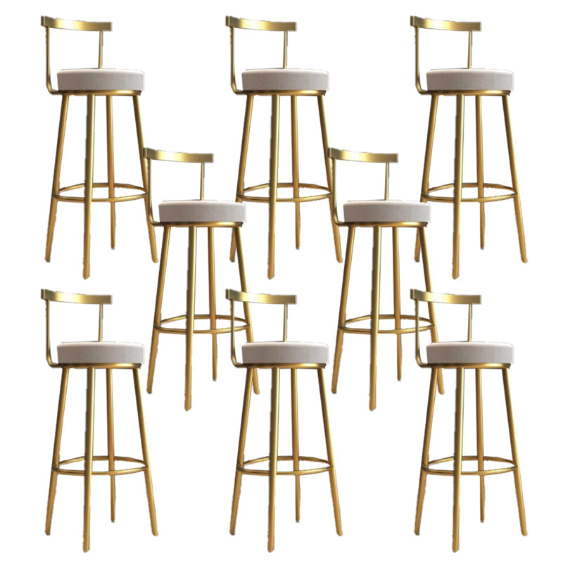 Glam Armless Backrest Counter Stool Iron Bar Stool with Cushion and Pedal for Cafe Light Gray 8 Piece Set Clearhalo 'Bar Furniture' 'Bar Stools' 'bar_stools' 'furn' 'furn_bar_stools' 'Furniture' 'Kitchen & Dining Furniture' 6372942
