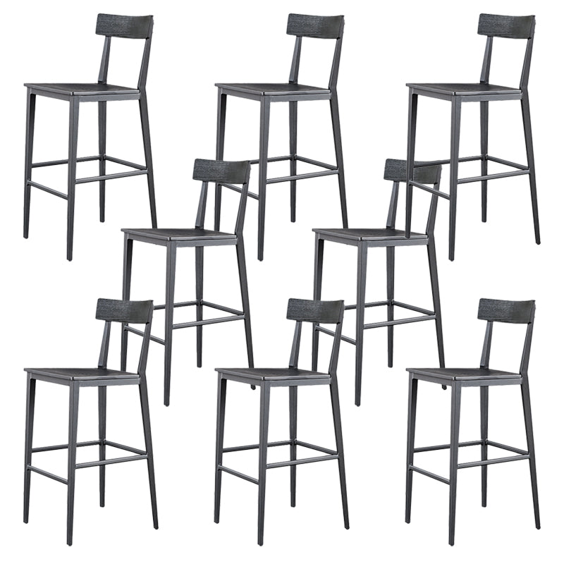 Contemporary Metal Counter Height Stools with Footrest Bar Stool in Silver 8 Piece Set Clearhalo 'Bar Furniture' 'Bar Stools' 'bar_stools' 'furn' 'furn_bar_stools' 'Furniture' 'Kitchen & Dining Furniture' 6373004