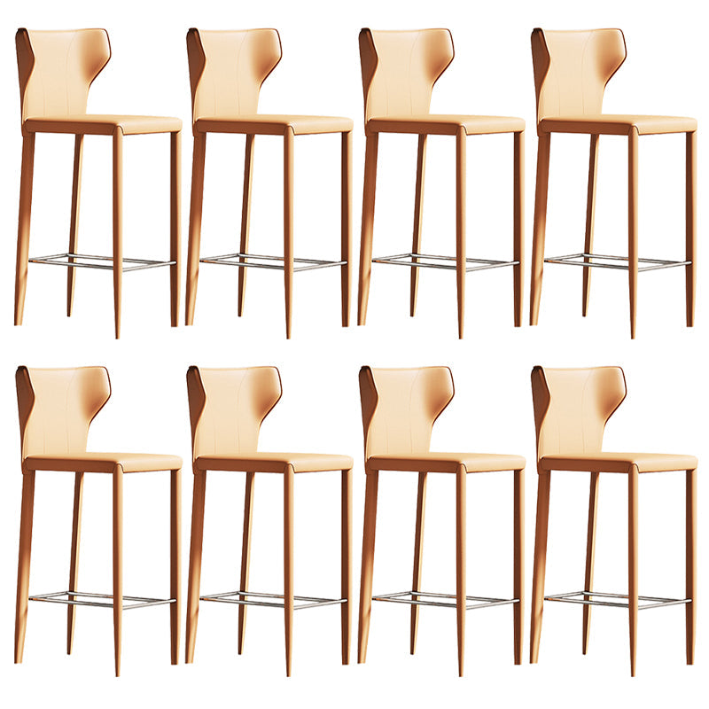 Glam Leather Counter Height Stools Low Back Bar Stools for Indoor Orange 8 Piece Set Clearhalo 'Bar Furniture' 'Bar Stools' 'bar_stools' 'furn' 'furn_bar_stools' 'Furniture' 'Kitchen & Dining Furniture' 6373088