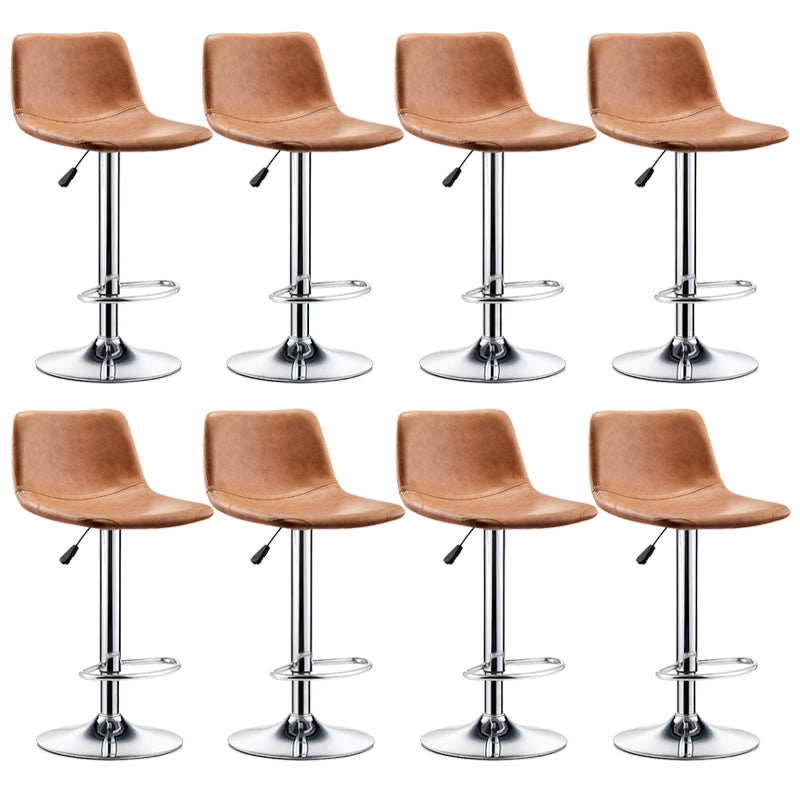 Industrial Leather Counter Height Stools Low Back Bar Stool for Bar Brown 8 Piece Set Clearhalo 'Bar Furniture' 'Bar Stools' 'bar_stools' 'furn' 'furn_bar_stools' 'Furniture' 'Kitchen & Dining Furniture' 6373121