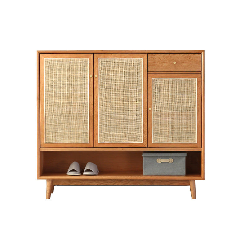 Contemporary Cabinet Pine Rectangle 1 - Drawer with Doors Knobs Accent Cabinet 47.2"L x 13.8"W x 41.3"H Cherry Clearhalo 'Cabinets & Chests' 'cabinets_chests' 'furn' 'furn_cabinets_chests' 'Furniture' 'Living Room Furniture' 6376199