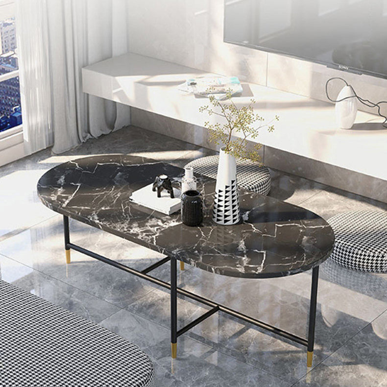 Round Marble Top Coffee Table Glam 4 Legs Coffee Cocktail Table