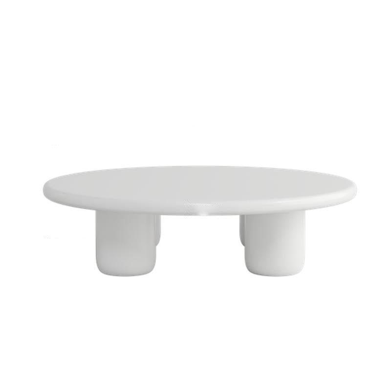 Round Wood Simple Coffee Table Nordic 4 Legs Cocktail Table - 13.8" H