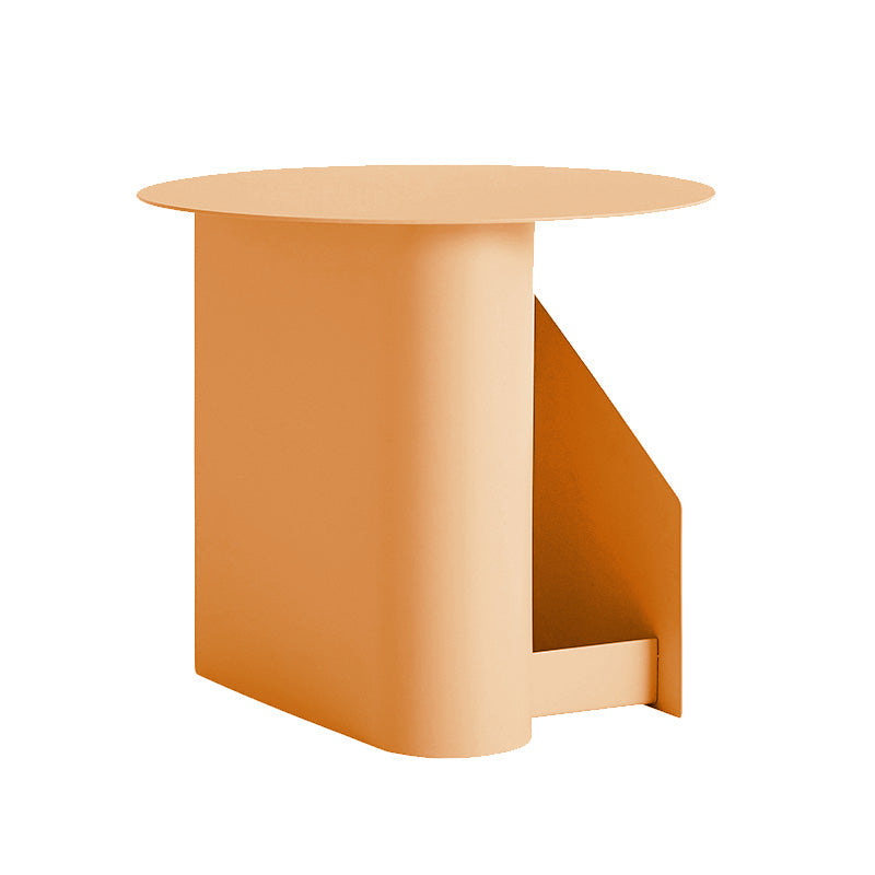 Steel Round Top Coffee Table Abstract Base Cocktail Table with Storage Orange Clearhalo 'Coffee & Accent Tables' 'Coffee Tables' 'coffee_tables' 'furn' 'furn_coffee_tables' 'Furniture' 'Living Room Furniture' 6376370