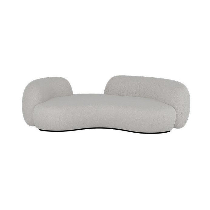 Contemporary White Wool Curved Sofa Sloped Arm Sofa for Living Room