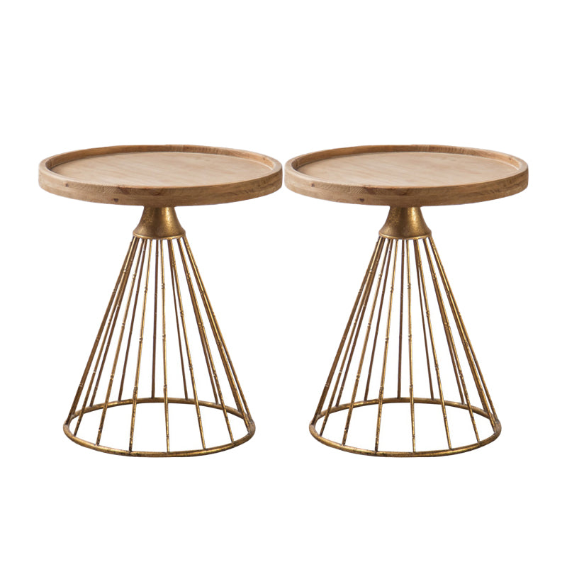 丸いトレイトップサイドテーブル鉄台座エンドテーブル - 苦しめられた表面処理