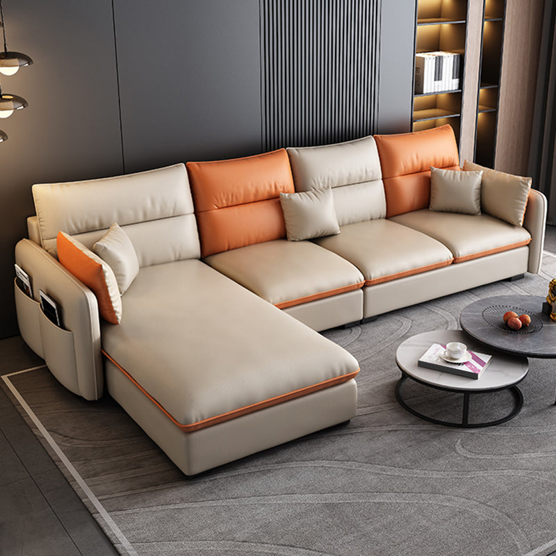 66 "breites zeitgenössisches Schnittsofa-Leder-L-Form-Abschnitte