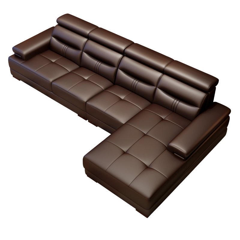 Contemporary Sectional Sofa Tufted Genuine Leather Sectionals