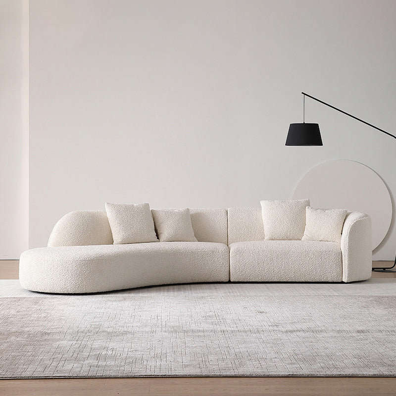 Beige Fabric Sectional Sofa Sloped Arm Sectional with Pillows 126"L x 64"W x 27.5"H Right Clearhalo 'furn' 'furn_sectionals' 'Furniture' 'Living Room Furniture' 'Sectionals' 6377975