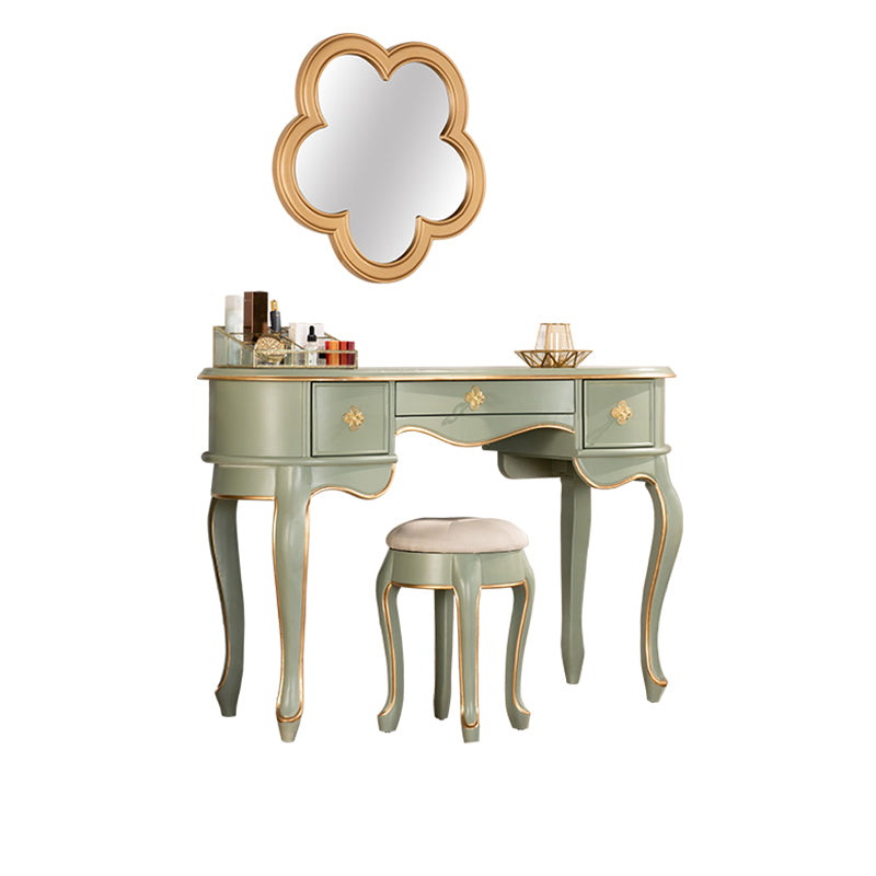 Tavolo da toeletta per vanità in legno solido a 3 cassetti vittoriani