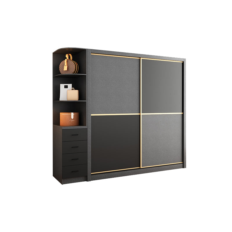 Armoire gris en bois fabriquée avec des vêtements armoire moderne avec des portes coulissantes