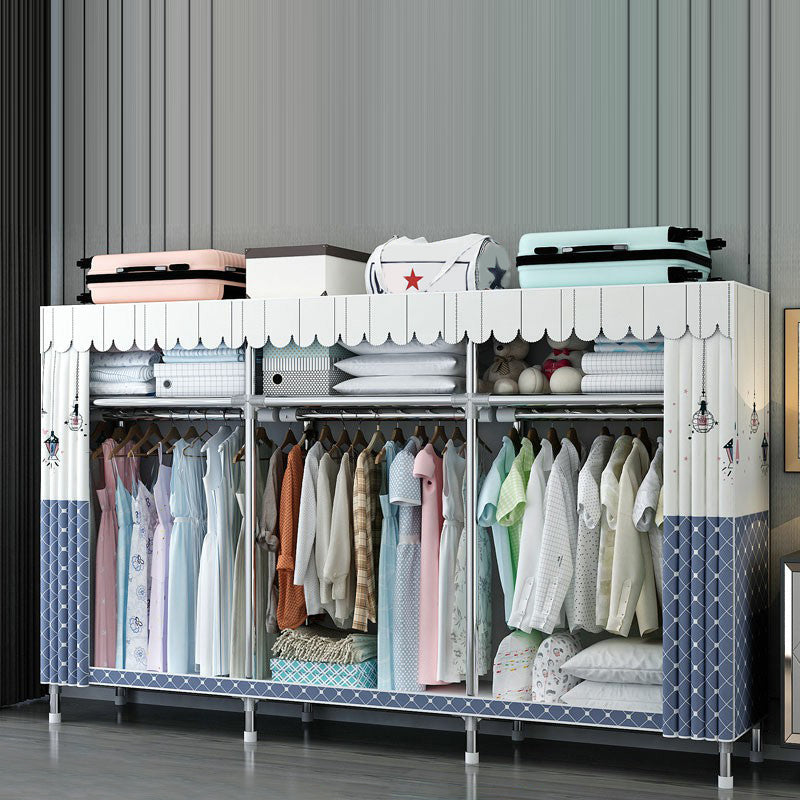 Contemporary Wardrobe Closet with Shelves Steel Wardrobe Cabinet