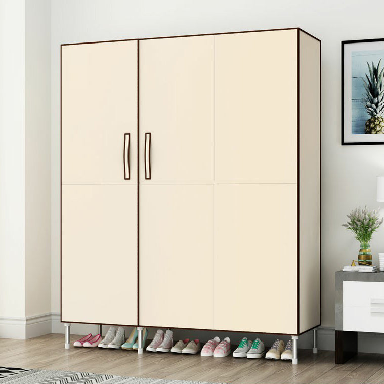 Contemporary Wardrobe Armoire Steel Wardrobe Closet with Legs for Home 49"L x 18"W x 67"H Beige Clearhalo 'Armoires & Wardrobes' 'armoires_wardrobes' 'Bedroom Furniture' 'furn' 'furn_armoires_wardrobes' 'Furniture' 6379825