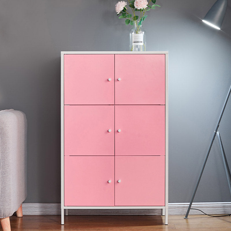 Modern Storage Cabinet Hinged Wardrobe Armoire - 25.6"L x 14.2"W x 41.3"H Pink Clearhalo 'Armoires & Wardrobes' 'armoires_wardrobes' 'Bedroom Furniture' 'furn' 'furn_armoires_wardrobes' 'Furniture' 6380128
