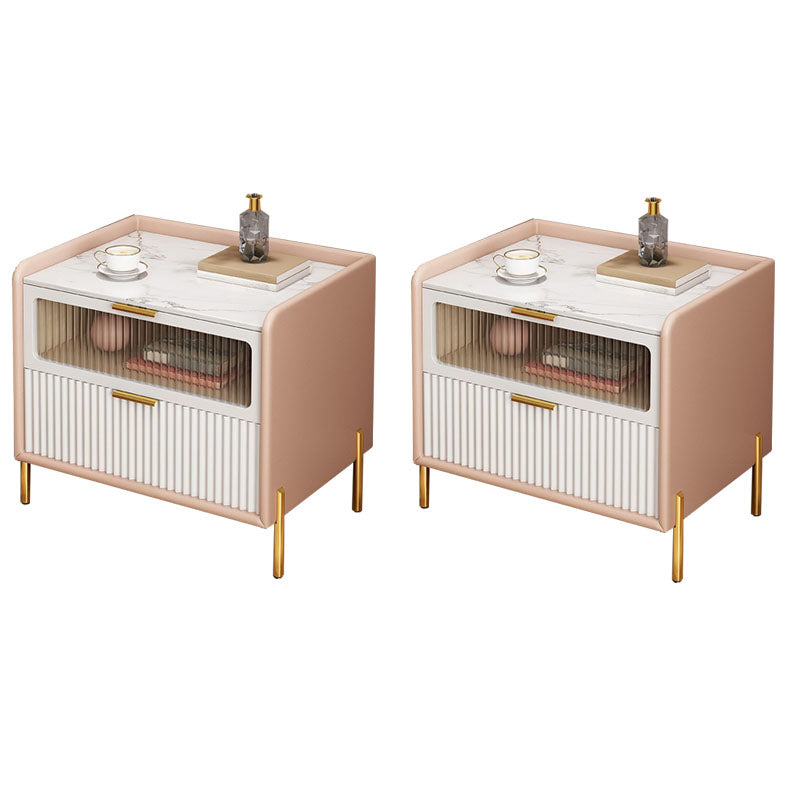 Cajones de 2 cajones incluyen mesa nocturna de la mesa de la piedra del lado de la piedra, 15.8 "de altura