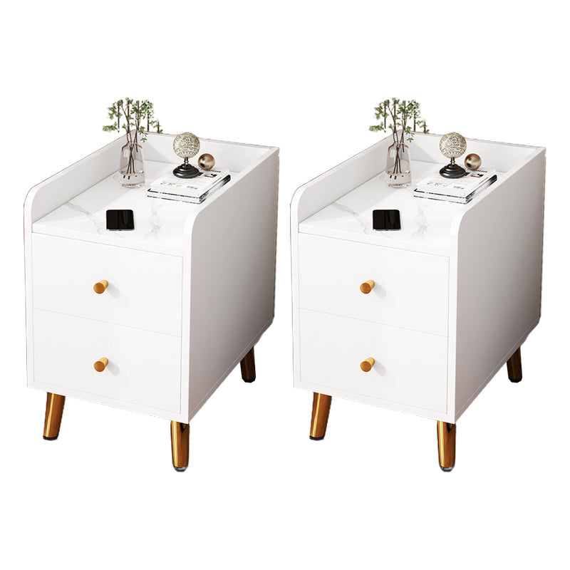 2 Drawers Bedside Cabinet Glam Legs Included Nightstand ,18.1" Tall White 2 Piece Set Clearhalo 'Bedroom Furniture' 'furn' 'furn_night_stand' 'Furniture' 'night_stand' 'Nightstands' 6383446