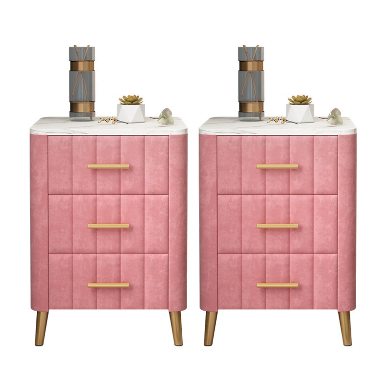 Drawer Storage Bed Nightstand Marble Bedside Cabinet for Bedroom Pink 2 Piece Set Clearhalo 'Bedroom Furniture' 'furn' 'furn_night_stand' 'Furniture' 'night_stand' 'Nightstands' 6383486