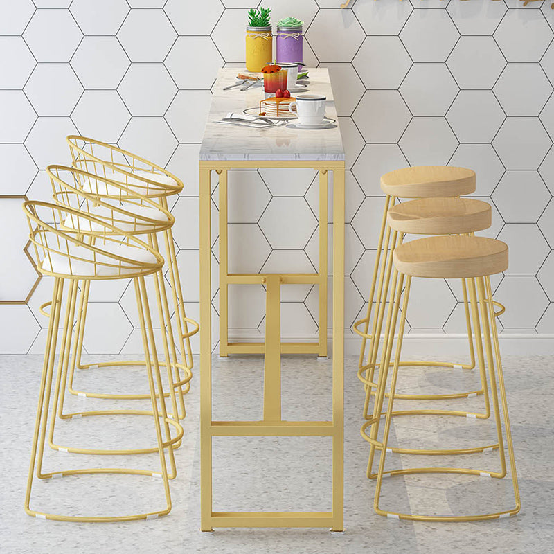 Glam Bar-height Table Faux Marble Top Pub Table with Gold Base