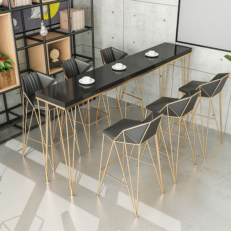 Glam Bar-height Table Solid Wood Top Pub Table for Dining Room